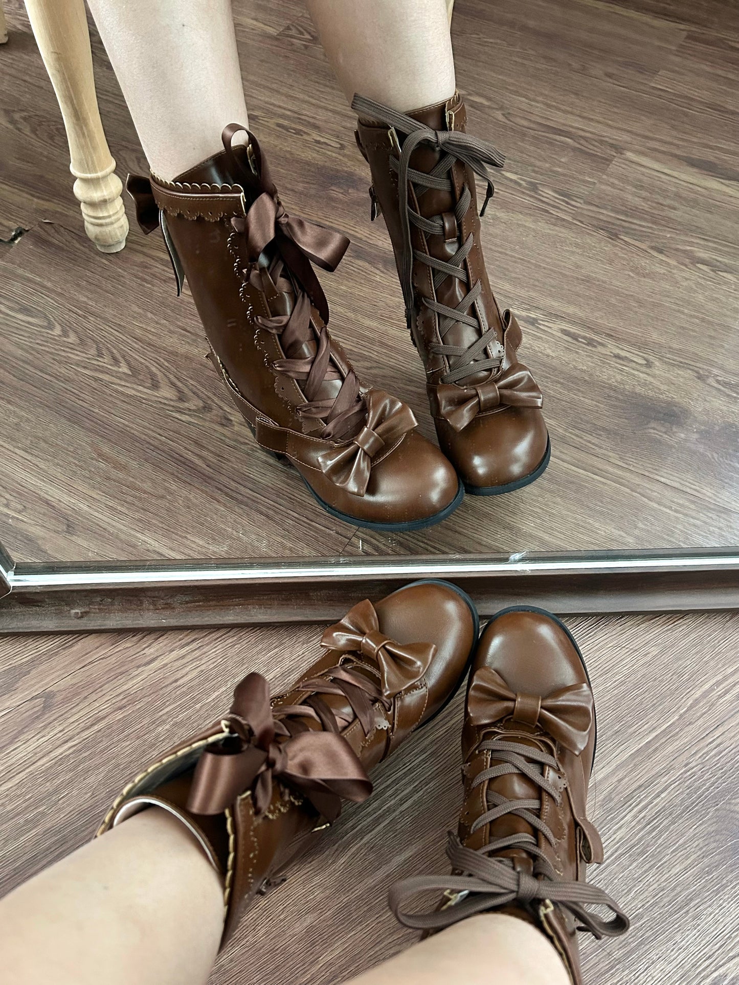 【受注予約~9/21】リボンスカラップショートブーツ【Sheep Puff】