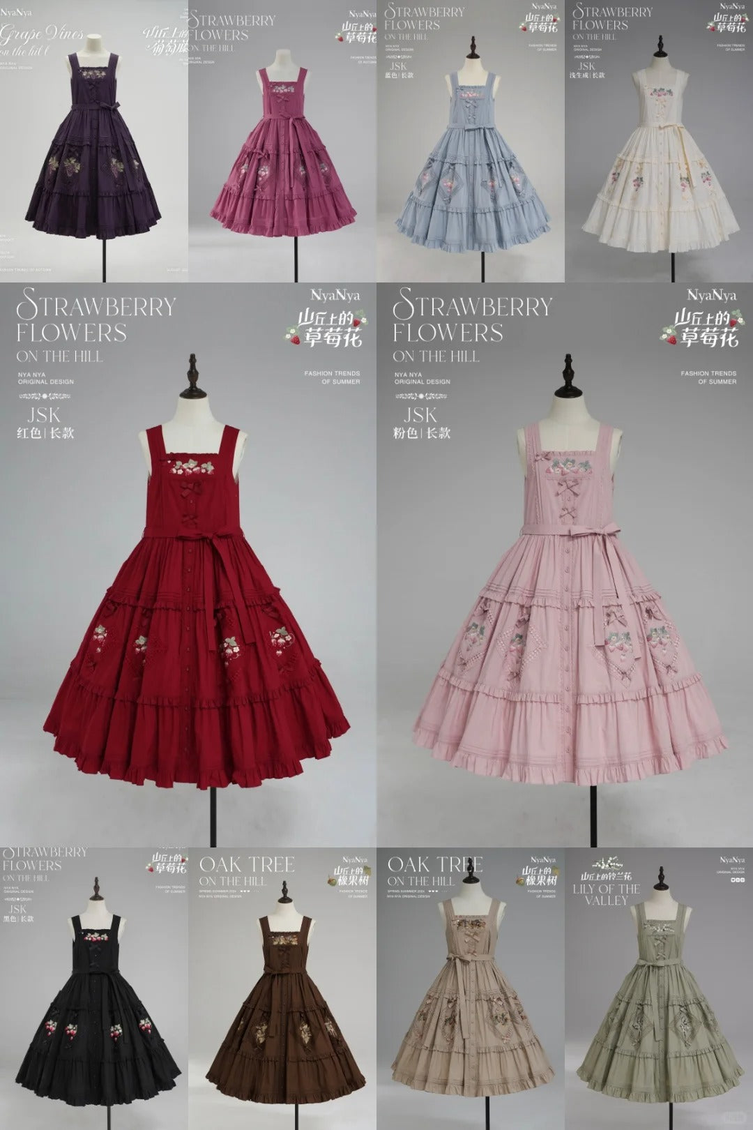 【受注予約~9/2】Strawberry Flowers on the Hill 5.0 ジャンパースカート(ショート丈)【NyaNya】