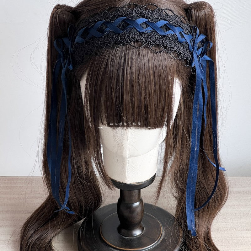 リボンテールヘッドドレス(ブラック)【妹抖手作工作屋】