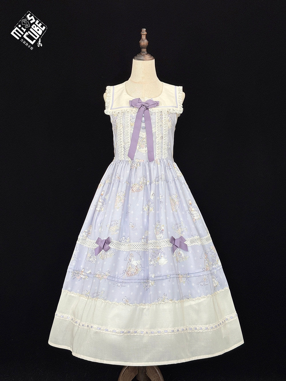 【受注予約~7/23】Little White Goose with Flowers ジャンパースカート【Miss Cube】