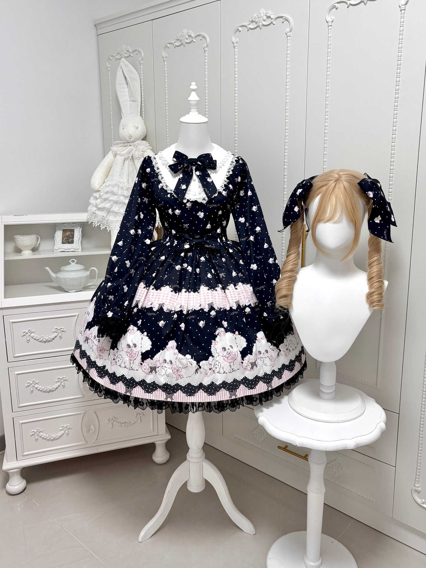 【受注予約~11/18】Polka Dot Puppy ワンピース【兔果芋園】