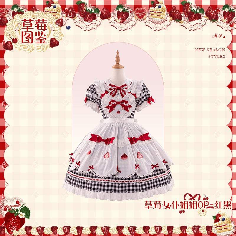 【受注予約~11/18】Strawberry Cake Illustration ギンガムワンピース・ジャンパースカート【花与珍珠匣】