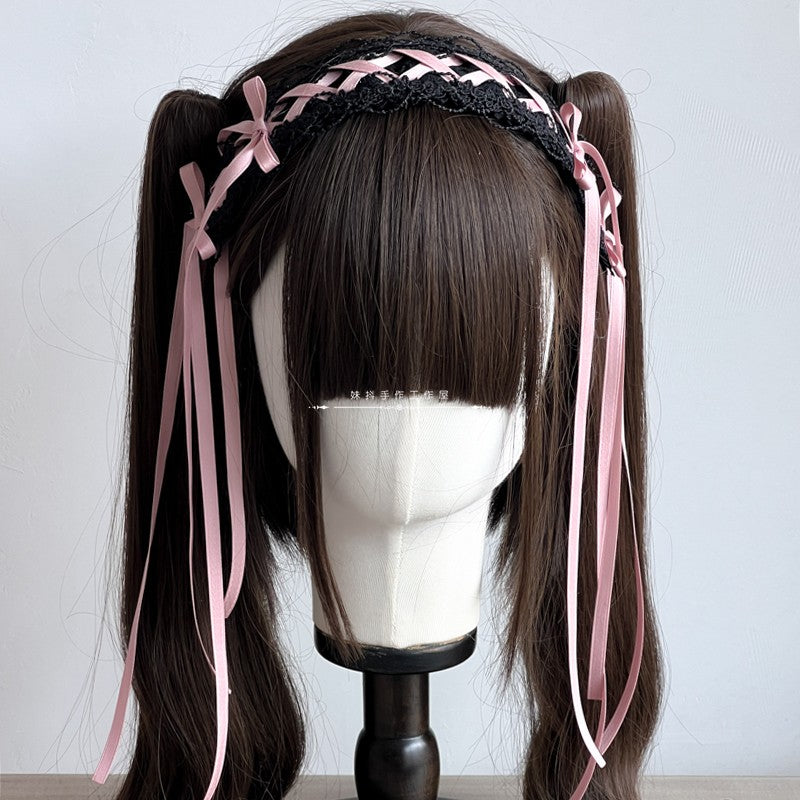 リボンテールヘッドドレス(ブラック)【妹抖手作工作屋】