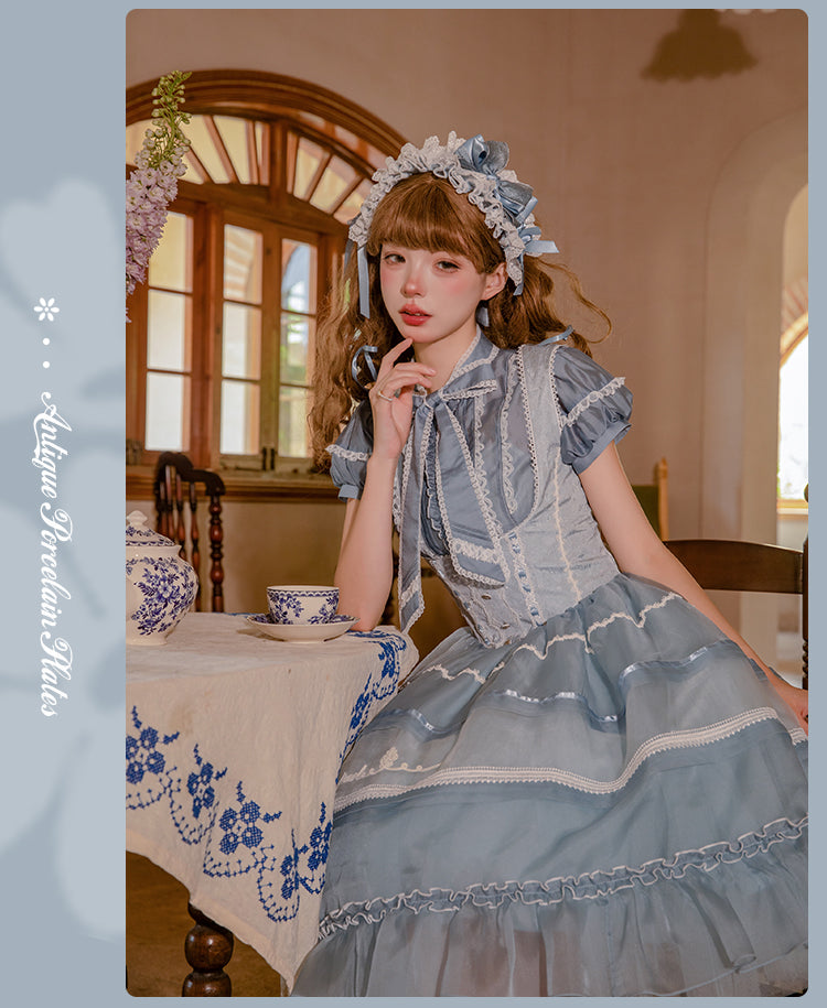 【受注予約~7/8】Antique Porcelain ワンピース・ジャンパースカート・スカート【花与珍珠匣】