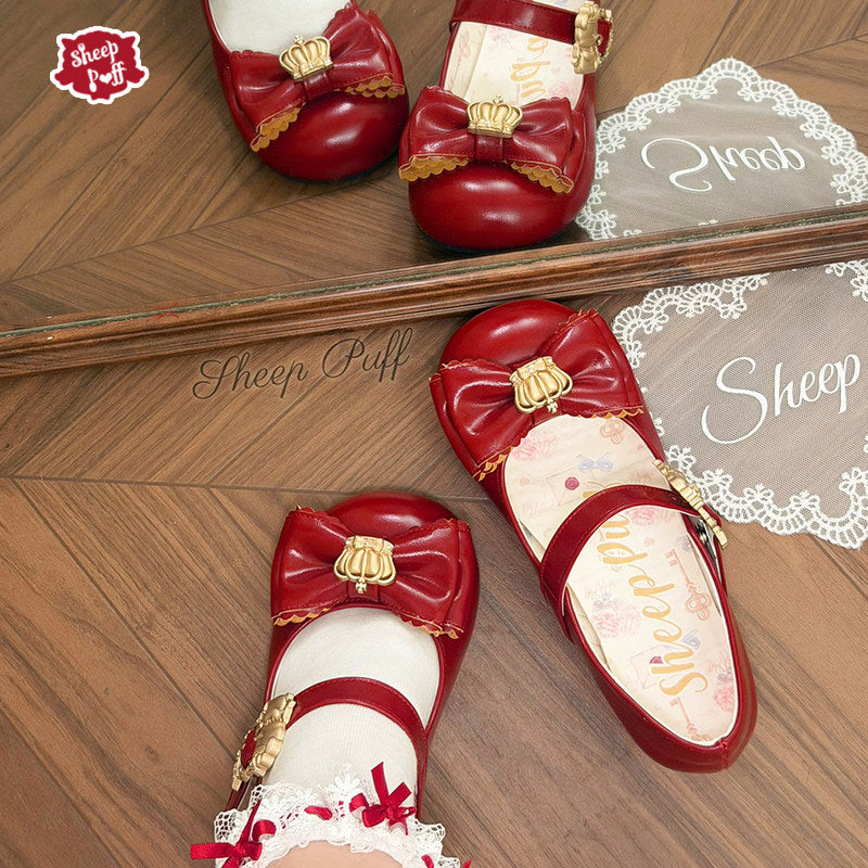 【受注予約~10/1】Crown Bear ストラップパンプス【Sheep Puff】