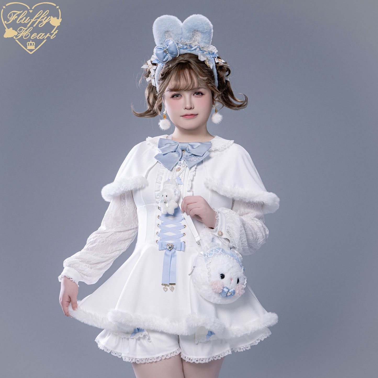 ふわふわファーセットアップ【Fluffy Heart×momo】