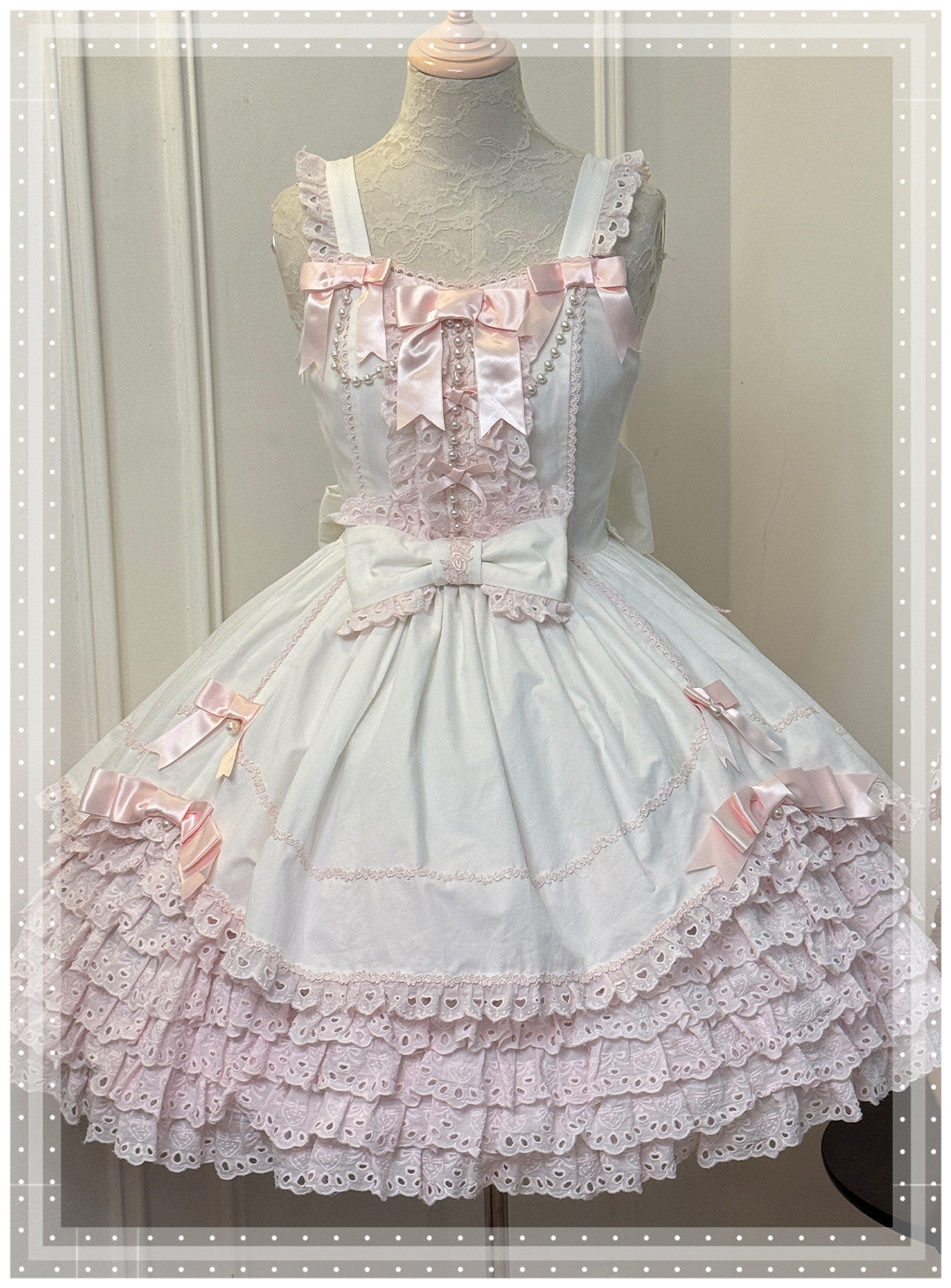 【受注予約~3/12】フリルローズデコレーション ジャンパースカート【小能熊】