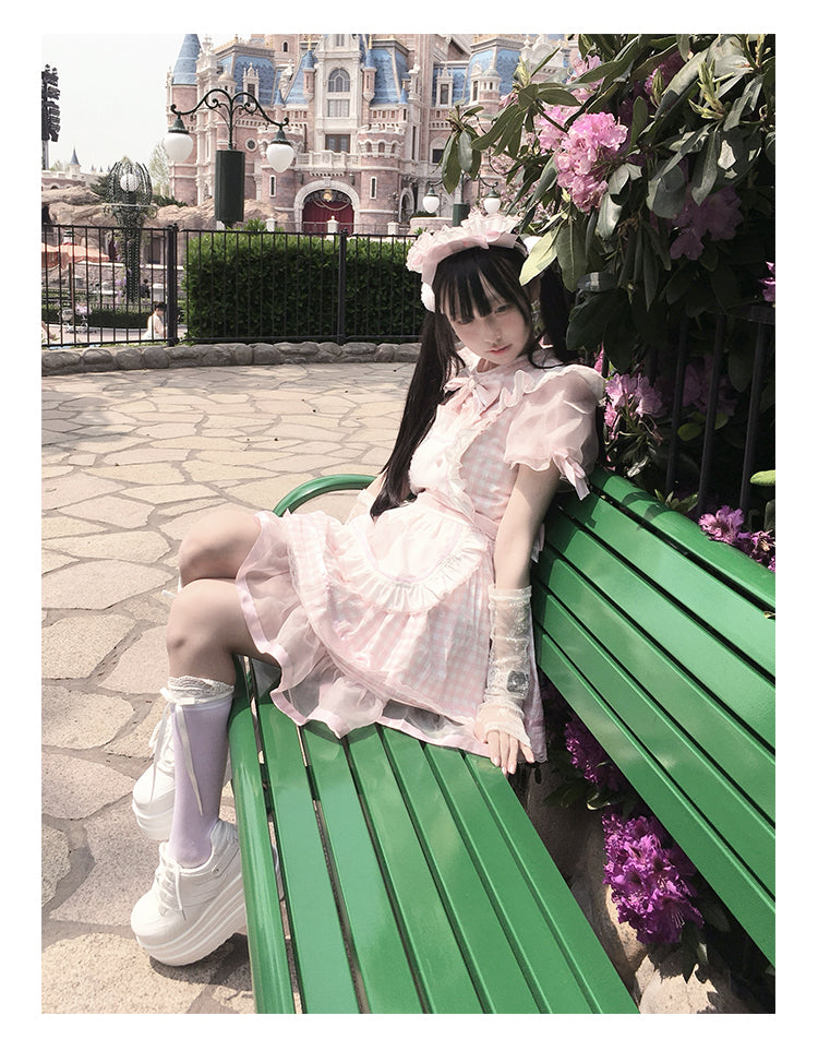 Plaid Maid エプロン付きワンピース【DokiCherry】