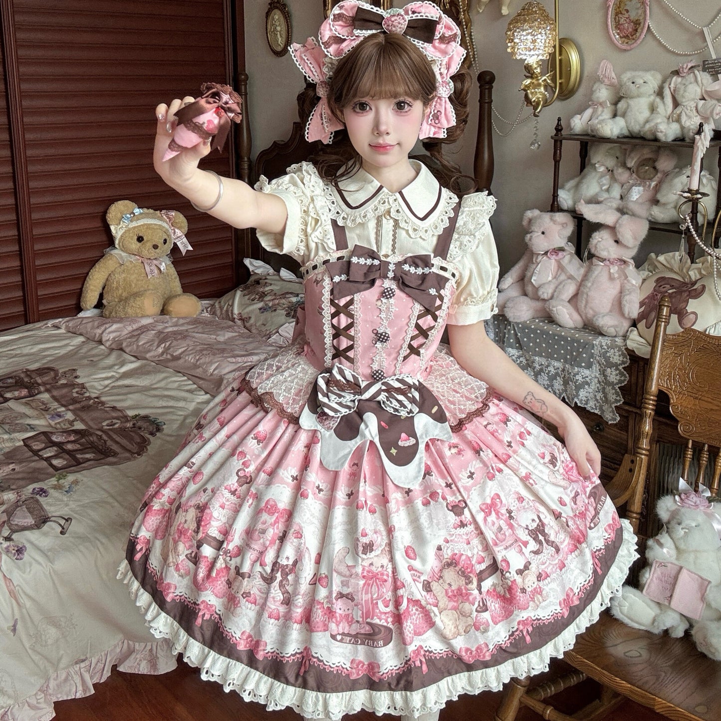 【受注予約~10/14】Sweetheart Berry Jar ジャンパースカート・サロペット【芝士咩咩】