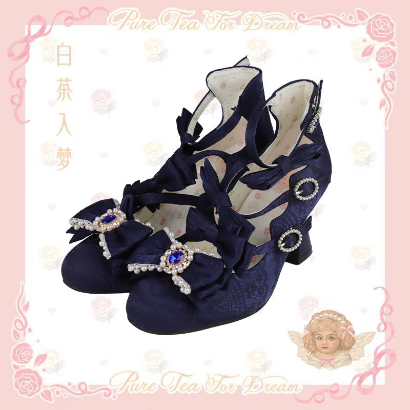 【受注予約~9/28】Rococo Night リボンストラップシューズ【Pure Tea】