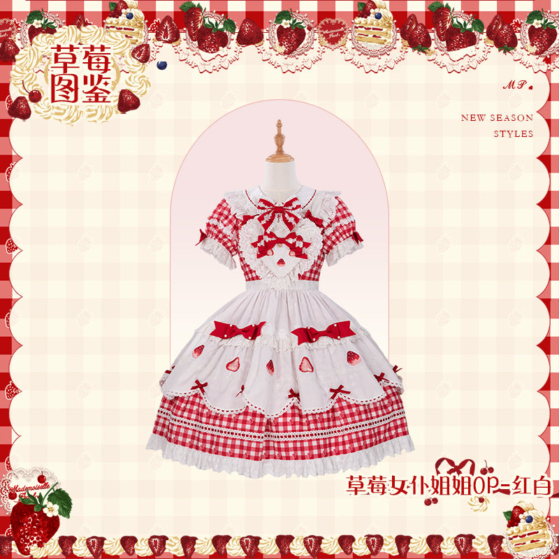 【受注予約~11/18】Strawberry Cake Illustration ギンガムワンピース・ジャンパースカート【花与珍珠匣】