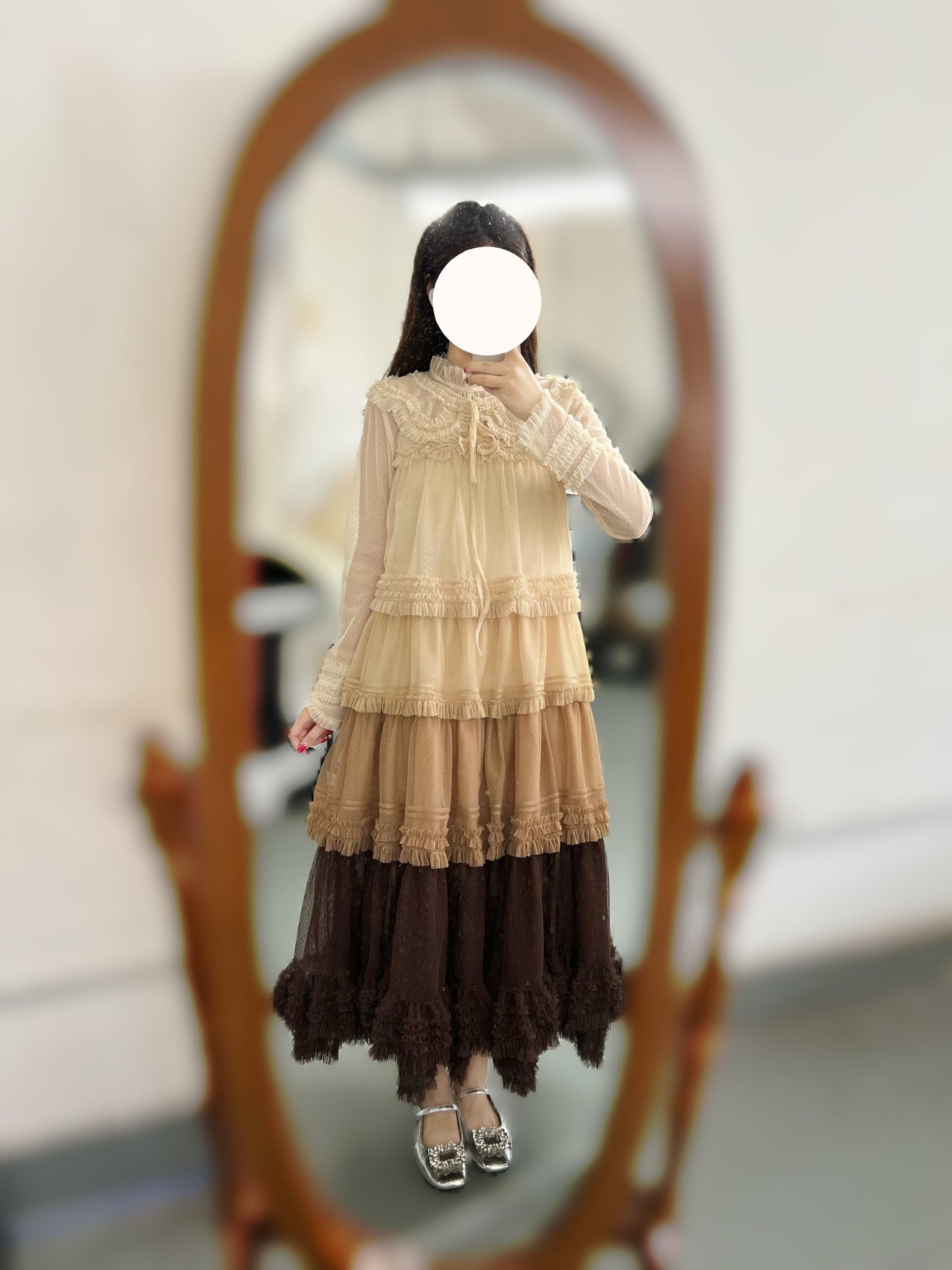 Gepunktetes Tüll-Stufenkleid (110 cm) [Nan'i Western Clothing]