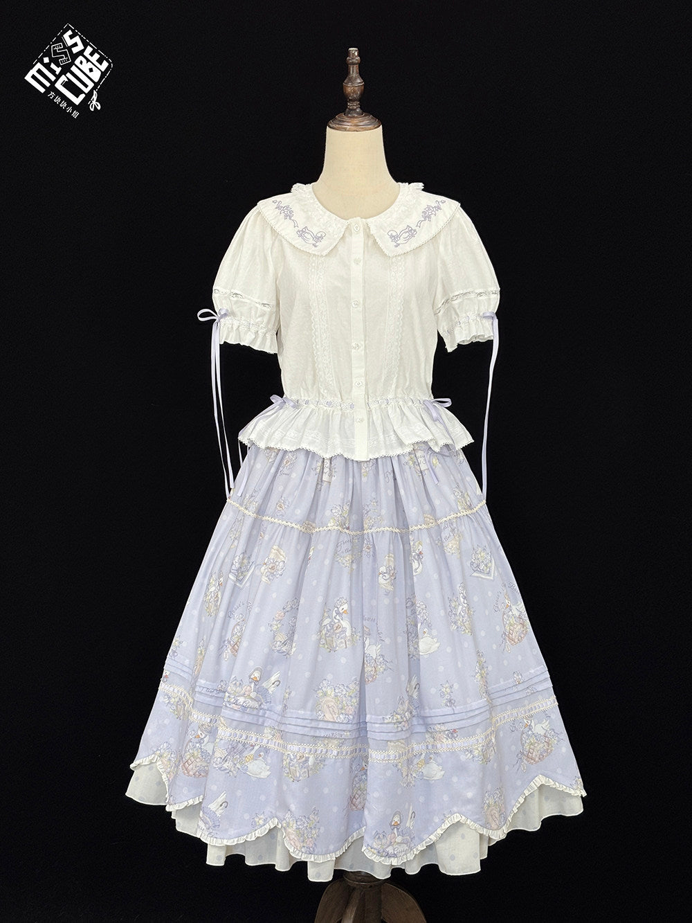 【受注予約~7/23】Little White Goose with Flowers ブラウス・スカート【Miss Cube】