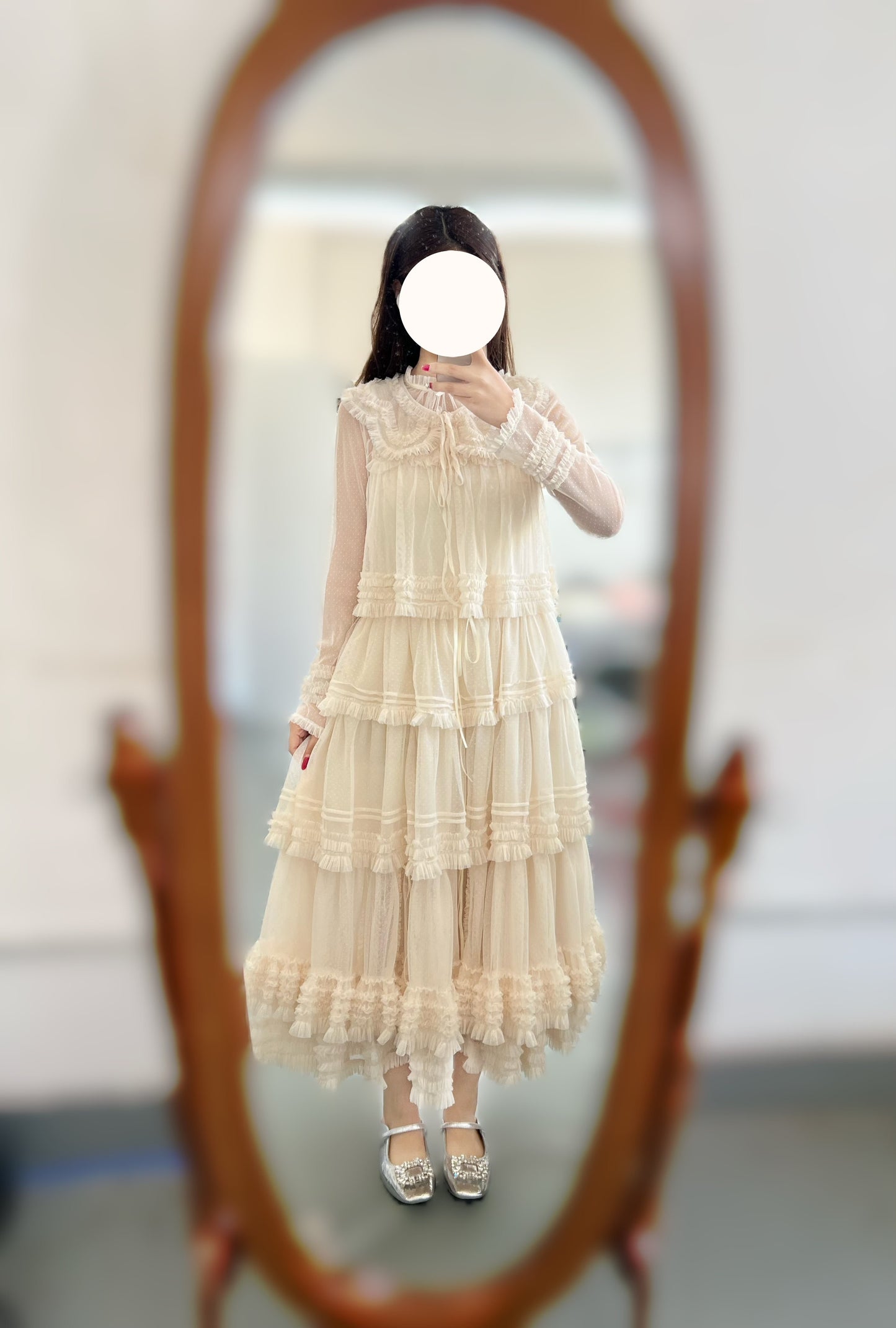 Gepunktetes Tüll-Stufenkleid (110 cm) [Nan'i Western Clothing]