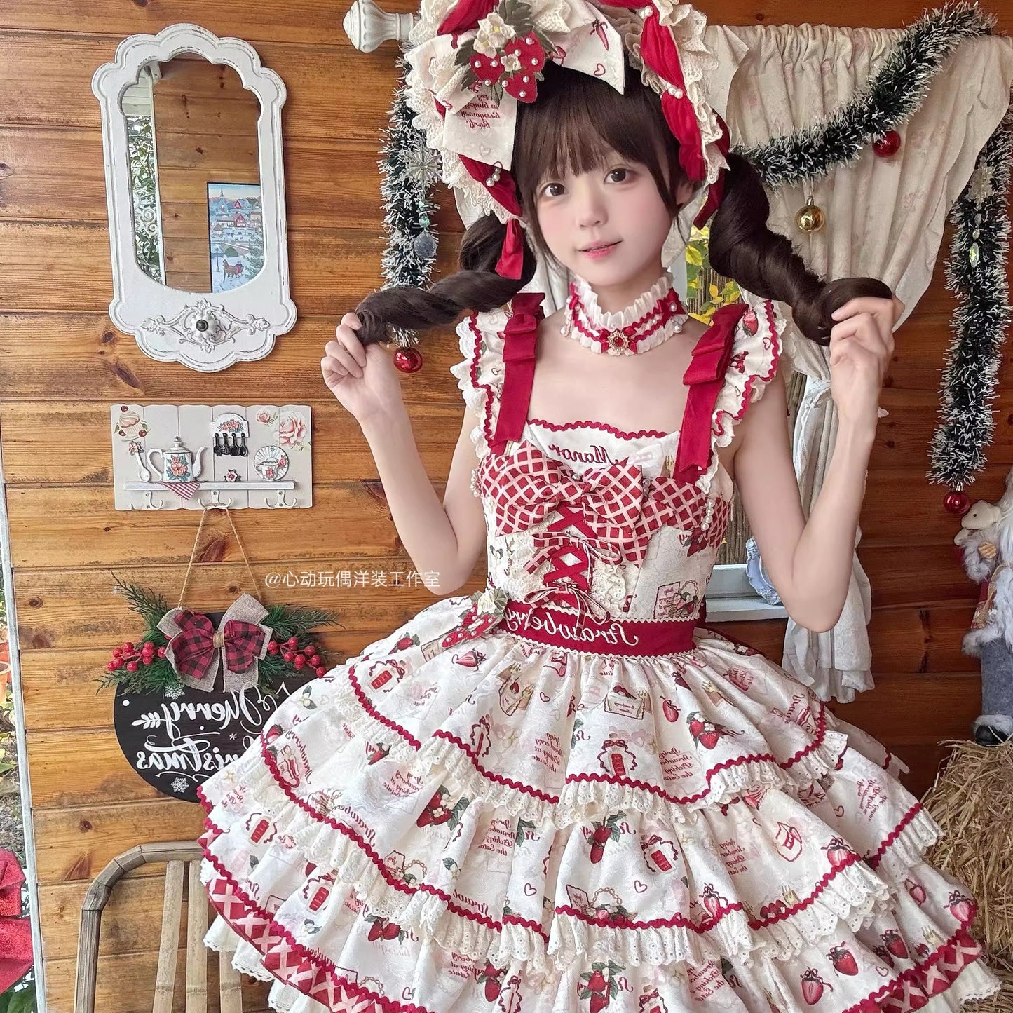 【受注予約~11/30】Strawberry Garden ワンピース・ジャンパースカート【心动玩偶】