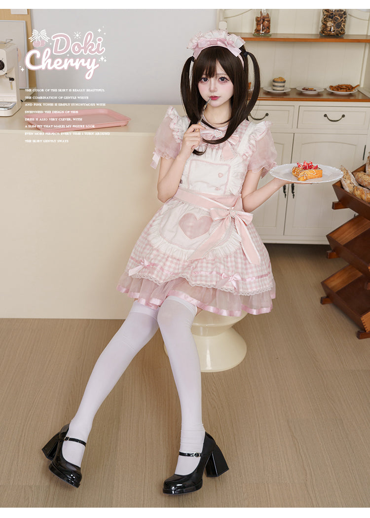 Plaid Maid エプロン付きワンピース【DokiCherry】
