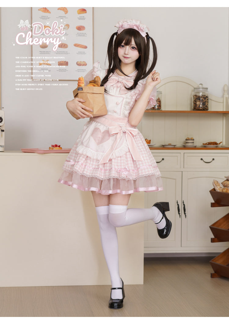 Plaid Maid エプロン付きワンピース【DokiCherry】
