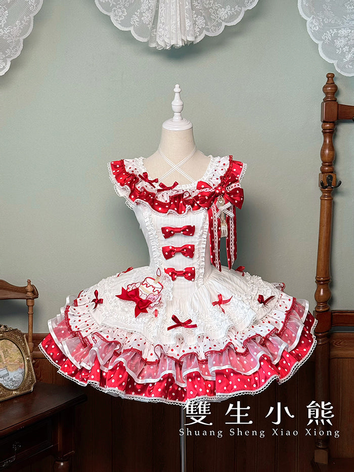 【受注予約~9/25】Eat Cake ジャンパースカート【双生小熊】