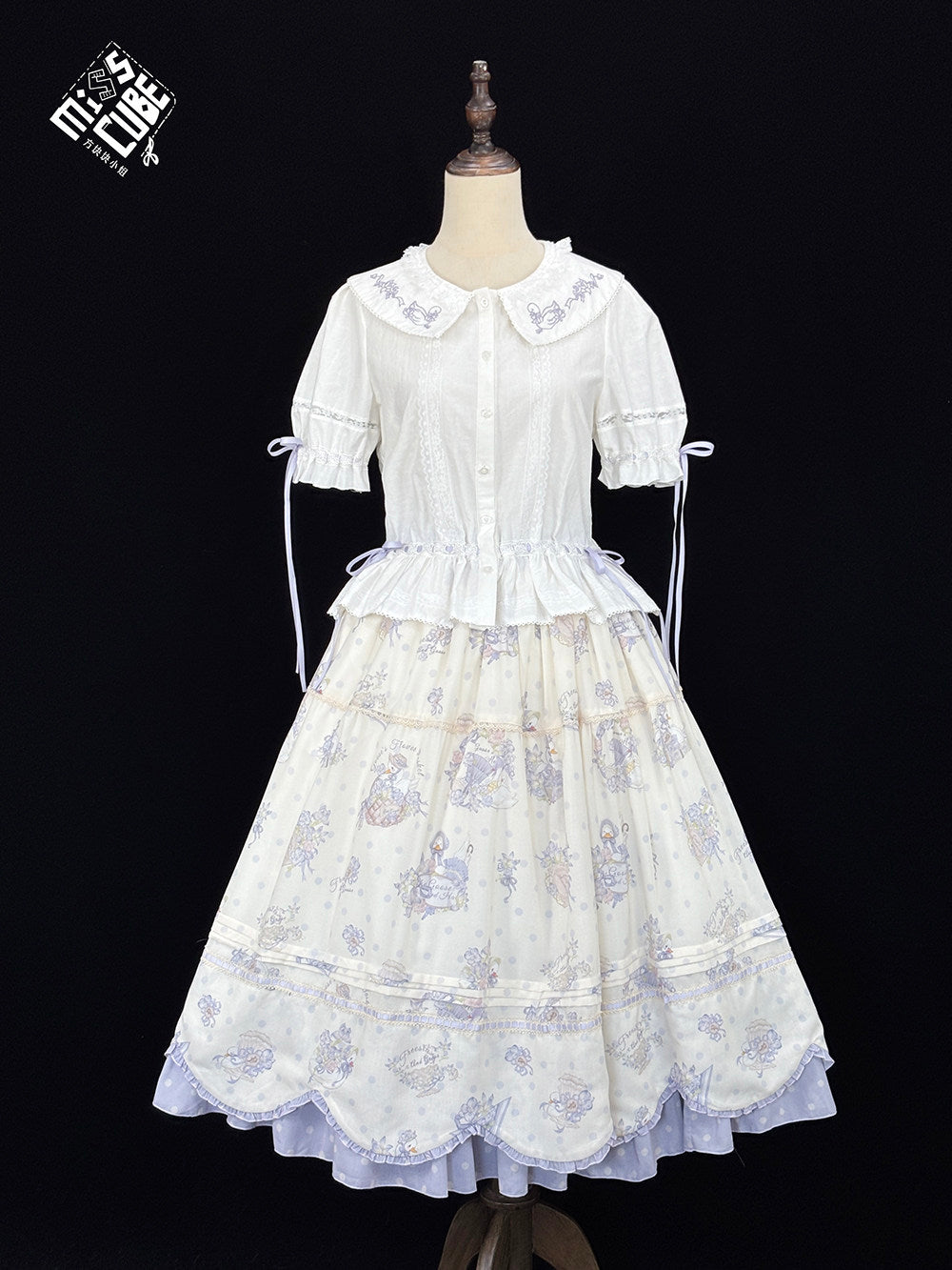 【受注予約~7/23】Little White Goose with Flowers ブラウス・スカート【Miss Cube】