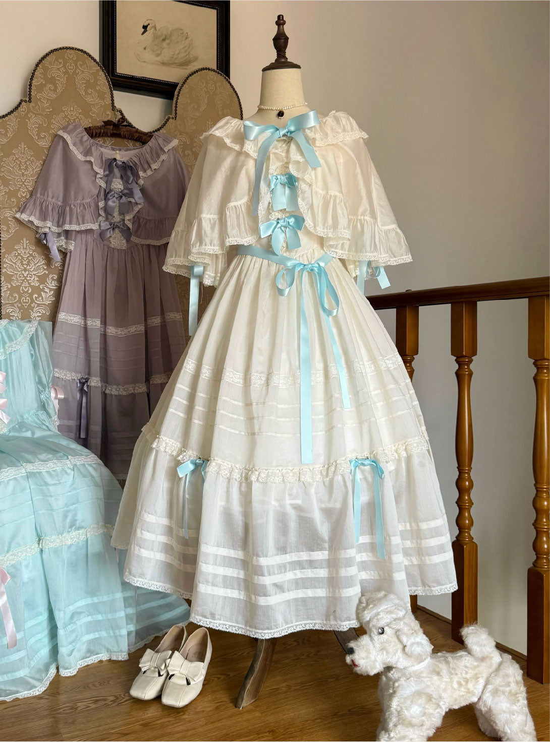 【受注予約~8/6】5th Anniversary Collection ワンピース・ケープセット【Birds Spice】