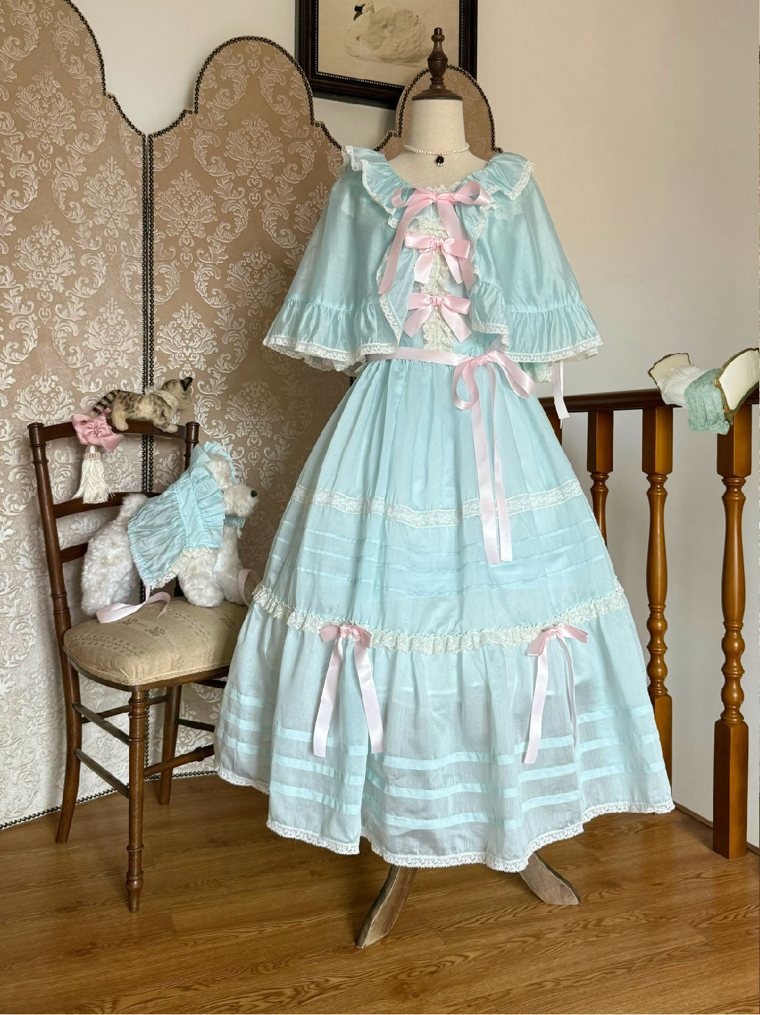 【受注予約~8/6】5th Anniversary Collection ワンピース・ケープセット【Birds Spice】