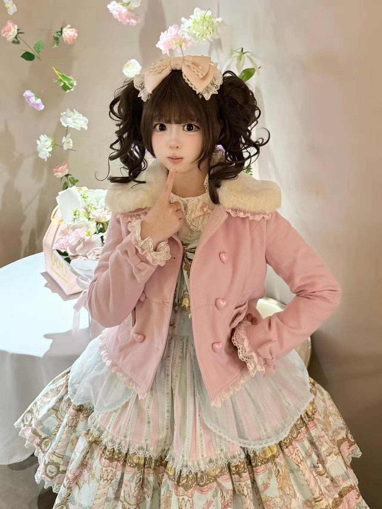 【受注予約~12/1】リボンファー ショートコート【少女臆想】