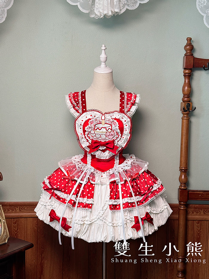 【受注予約~9/25】Eat Cake ジャンパースカート【双生小熊】