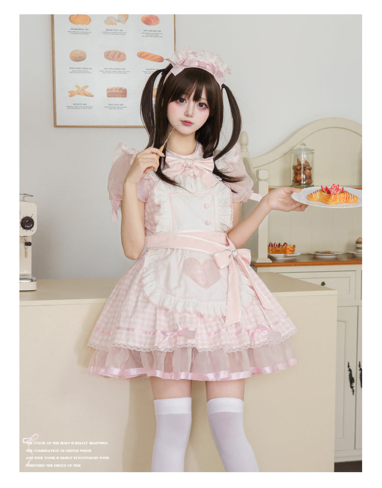Plaid Maid エプロン付きワンピース【DokiCherry】