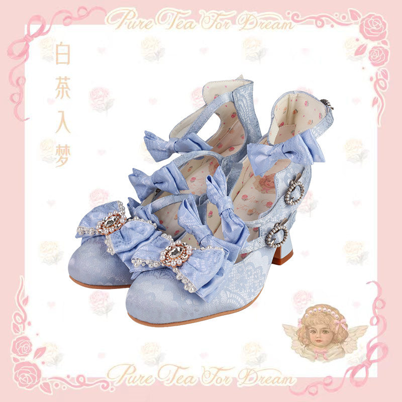 【受注予約~9/28】Rococo Night リボンストラップシューズ【Pure Tea】