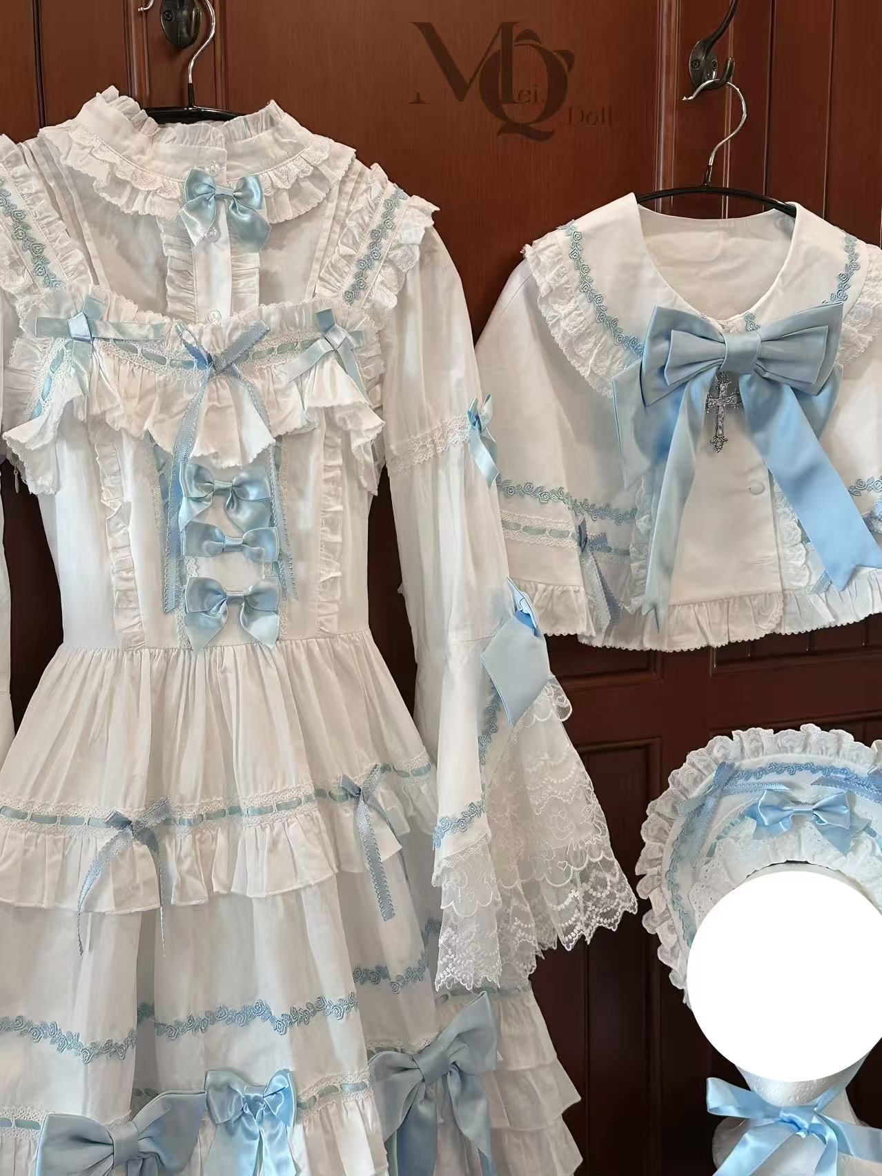 Labirinthe Doll 2.0 ジャンパースカート・ブラウス・ケープ・2点セット(ホワイト×ピンク、ホワイト×サックス)【MQ】