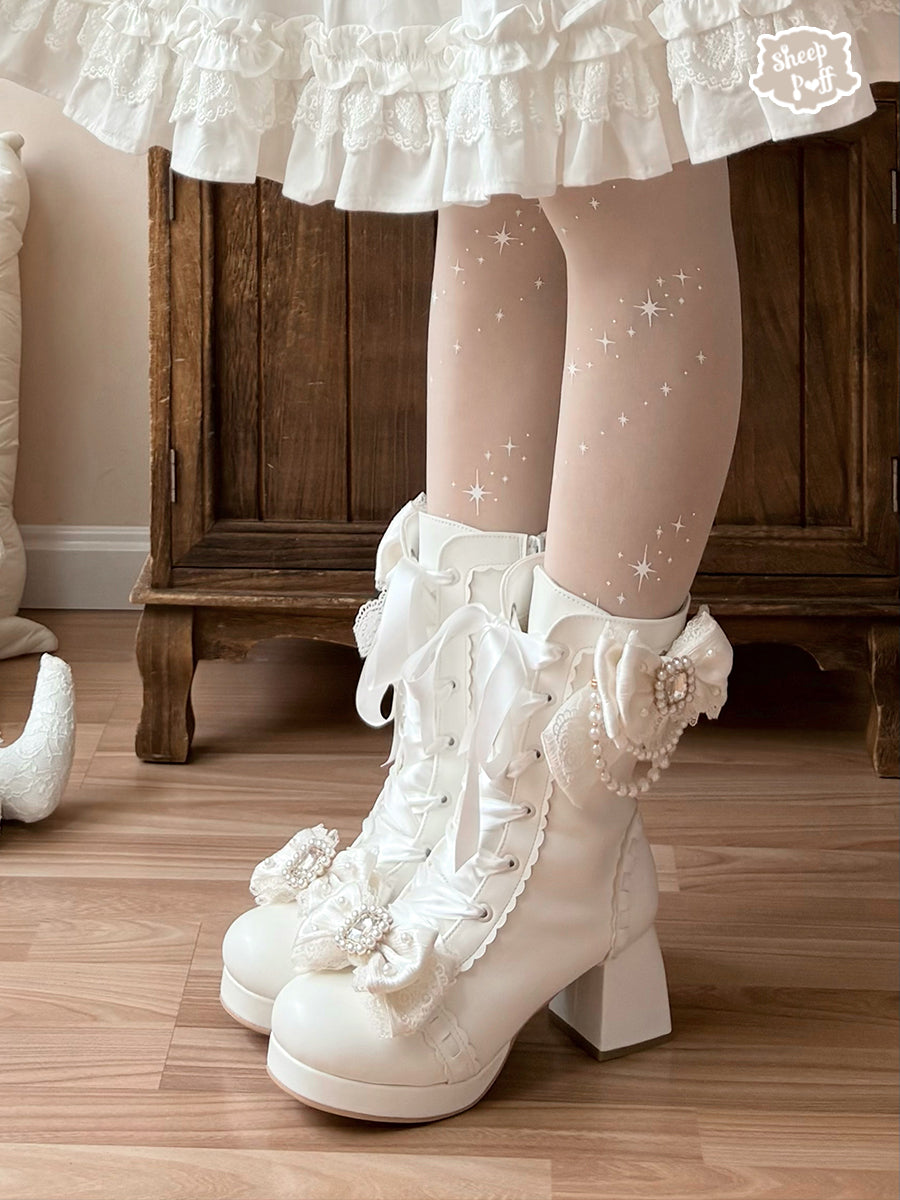 Love Lace ショートブーツ【Sheep Puff】