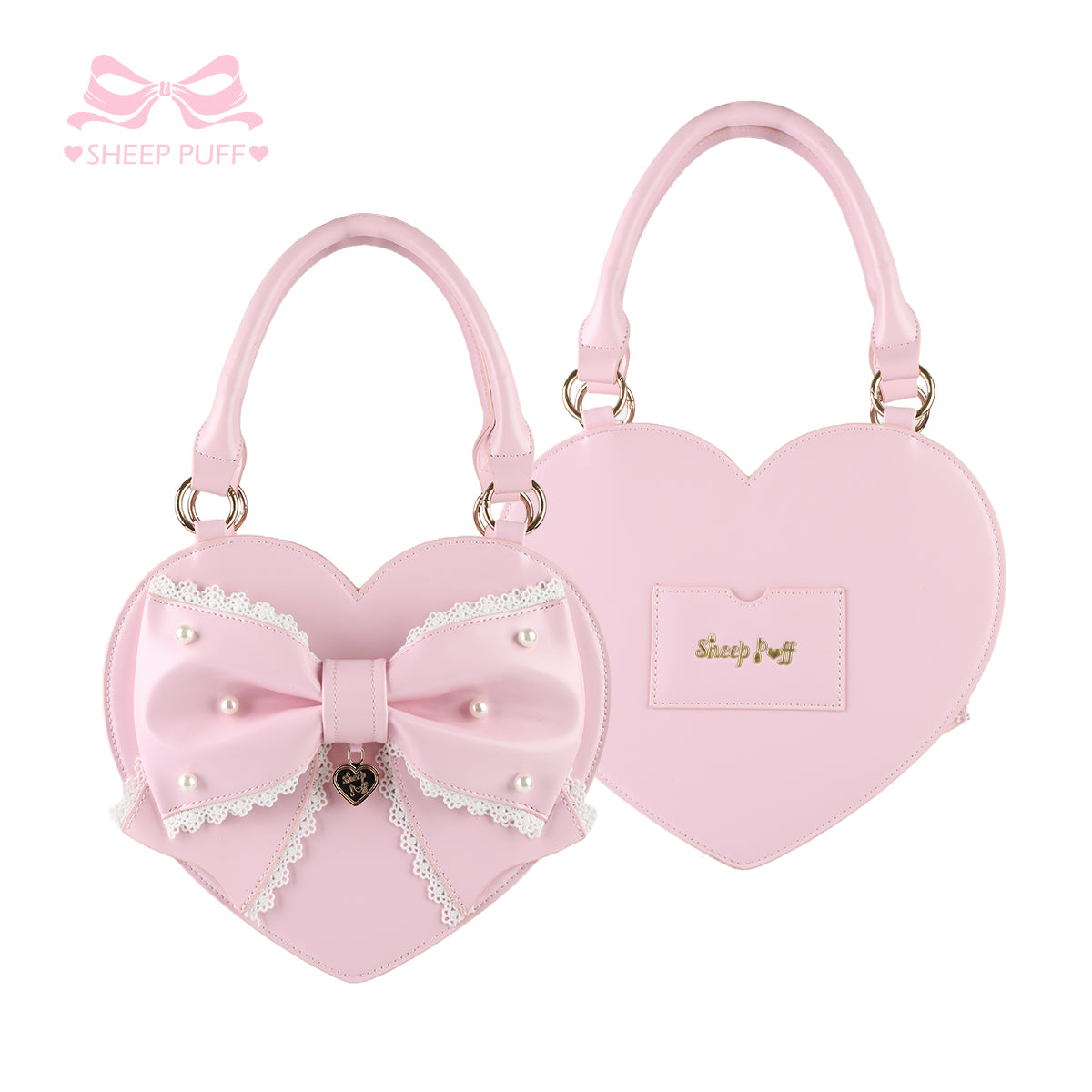【受注予約~9/8】リボンハート ハンドバッグ【Sheep Puff】