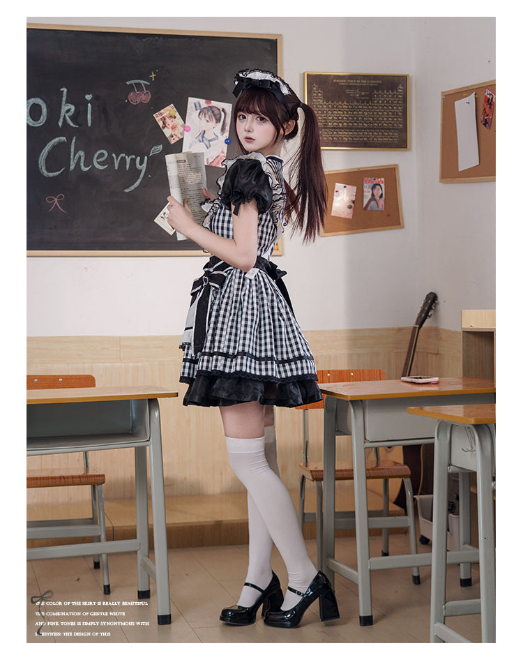 Plaid Maid エプロン付きワンピース【DokiCherry】