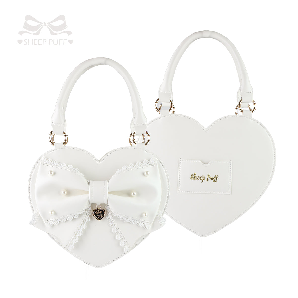 【受注予約~9/8】リボンハート ハンドバッグ【Sheep Puff】