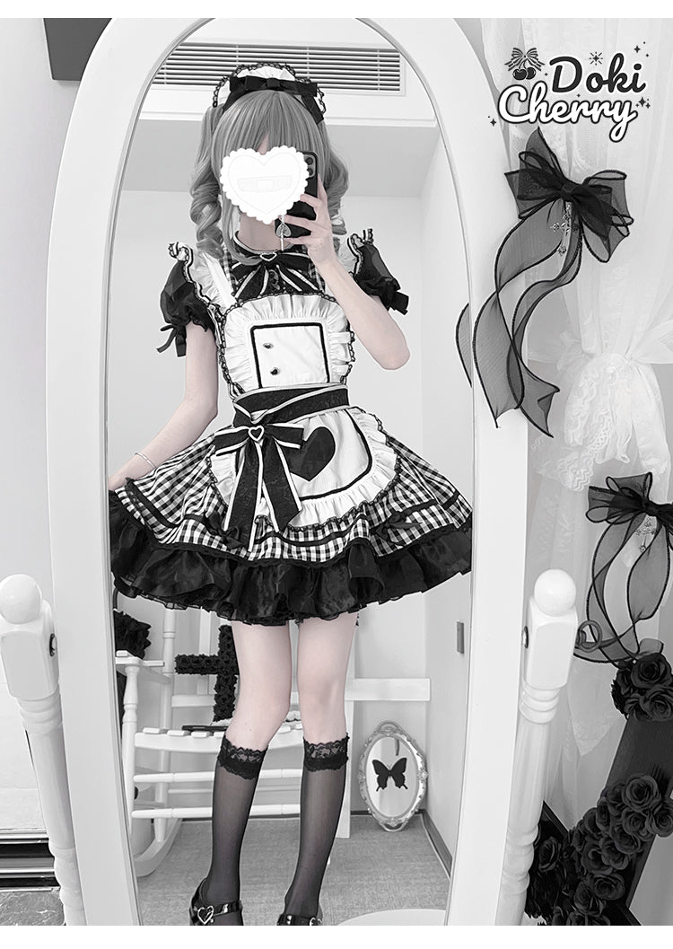 Plaid Maid エプロン付きワンピース【DokiCherry】