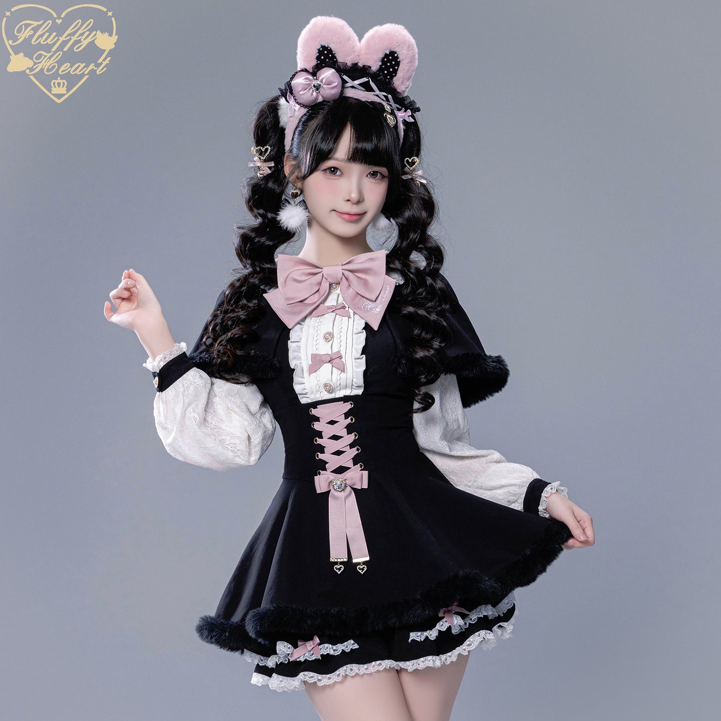 ふわふわファーセットアップ【Fluffy Heart×momo】