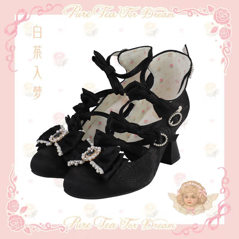 【受注予約~9/28】Rococo Night リボンストラップシューズ【Pure Tea】