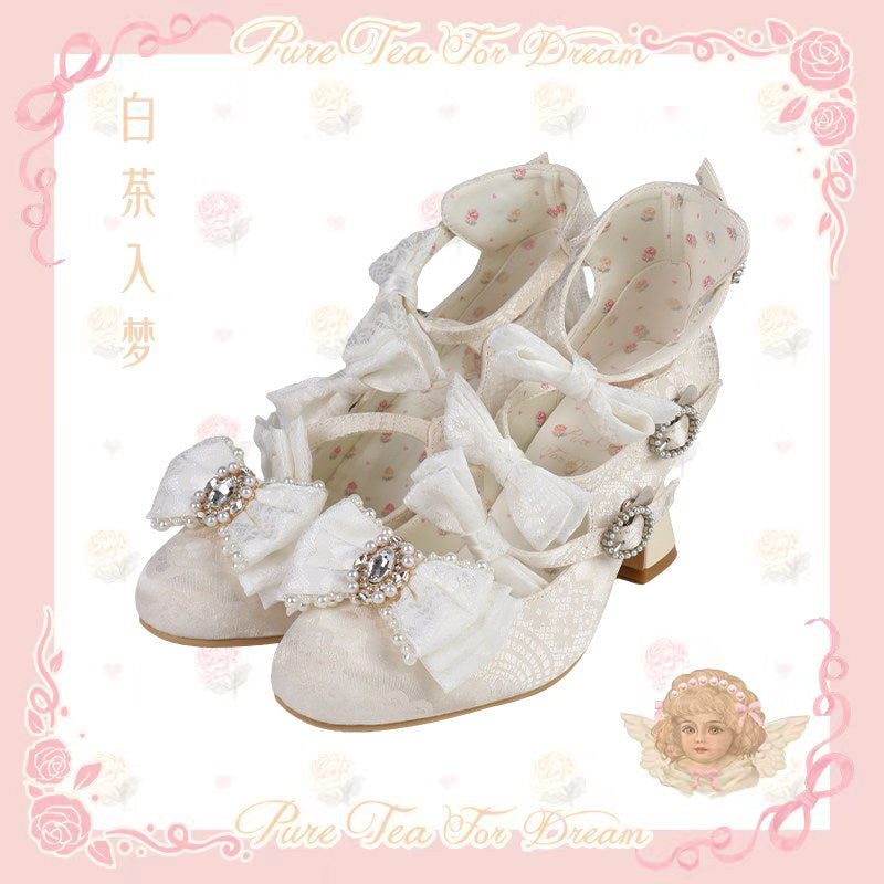 【受注予約~9/28】Rococo Night リボンストラップシューズ【Pure Tea】