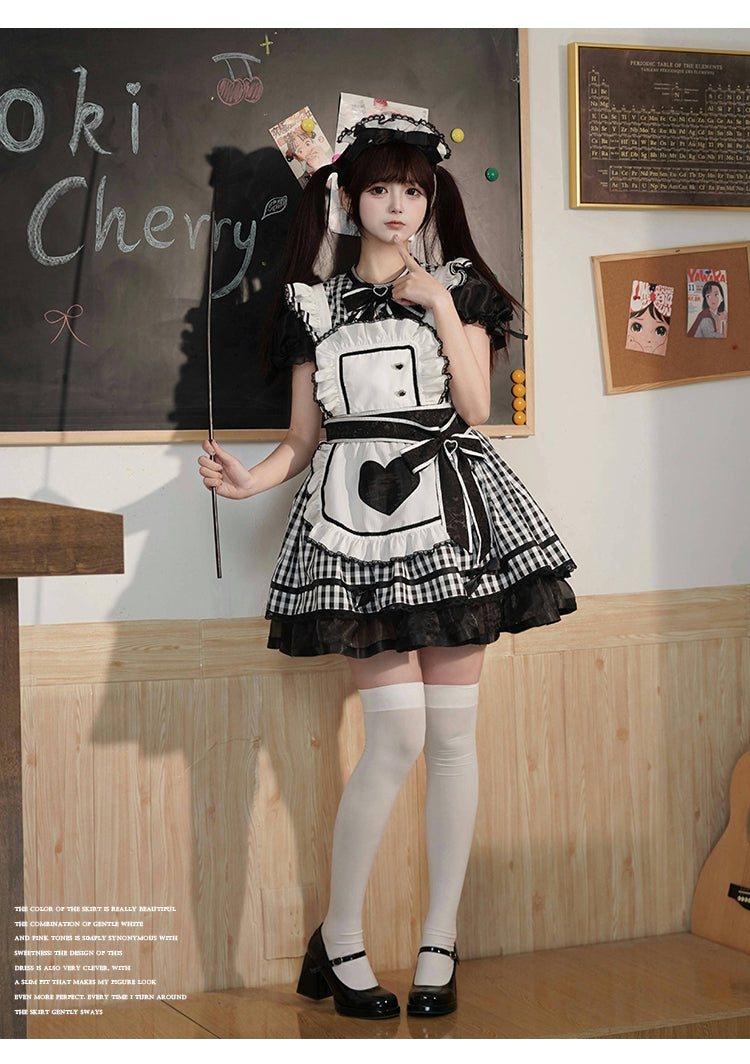 Plaid Maid エプロン付きワンピース【DokiCherry】