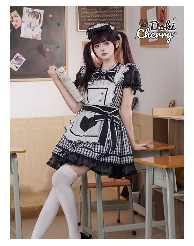 Plaid Maid エプロン付きワンピース【DokiCherry】