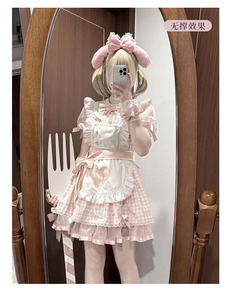 Plaid Maid エプロン付きワンピース【DokiCherry】