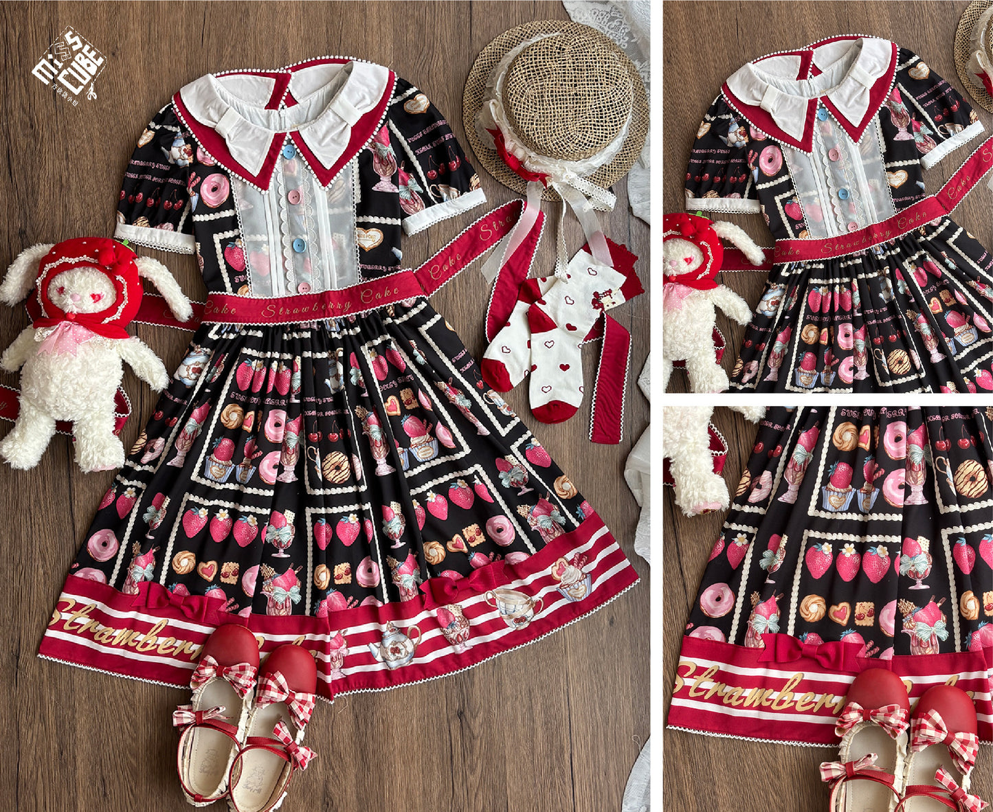 【受注予約~6/24】Strawberry Parfait Tea ワンピース【Miss Cube】