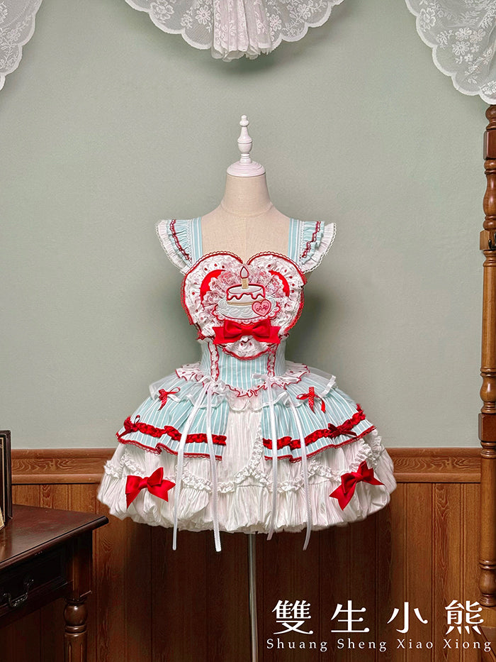 【受注予約~9/25】Eat Cake ジャンパースカート【双生小熊】