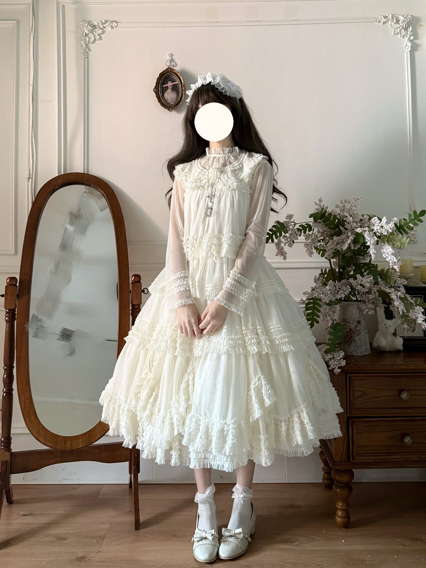 Gepunktetes Tüll-Stufenkleid (110 cm) [Nan'i Western Clothing]