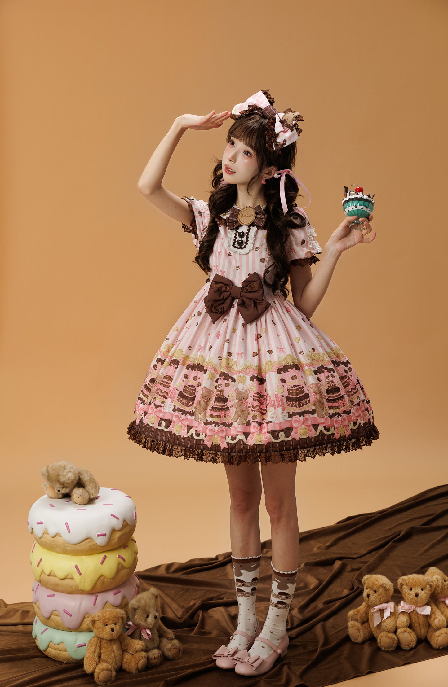 Cake & Teddy Bear ワンピース・ジャンパースカート【MY Cat-Twinkling Starlight】