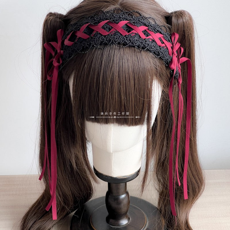 リボンテールヘッドドレス(ブラック)【妹抖手作工作屋】