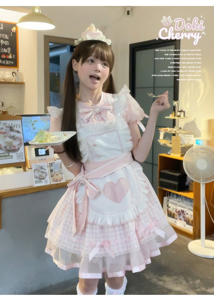 Plaid Maid エプロン付きワンピース【DokiCherry】