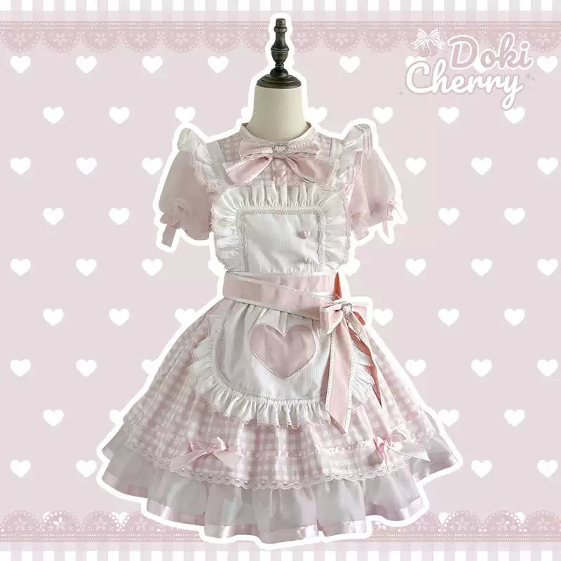 Plaid Maid エプロン付きワンピース【DokiCherry】