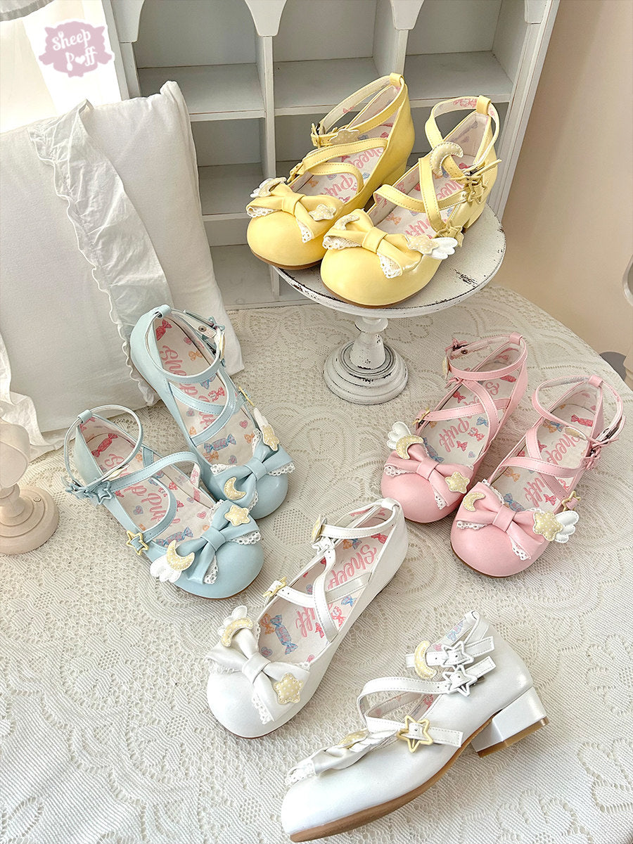 Star-Moon Angel クロスストラップパンプス【Sheep Puff】 – Epetice