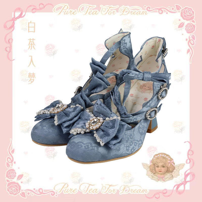 【受注予約~9/28】Rococo Night リボンストラップシューズ【Pure Tea】